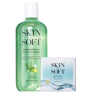 Avon Skin So Soft - Botanical Essence Bath Oil + Original Bar Soap Bath Bundle